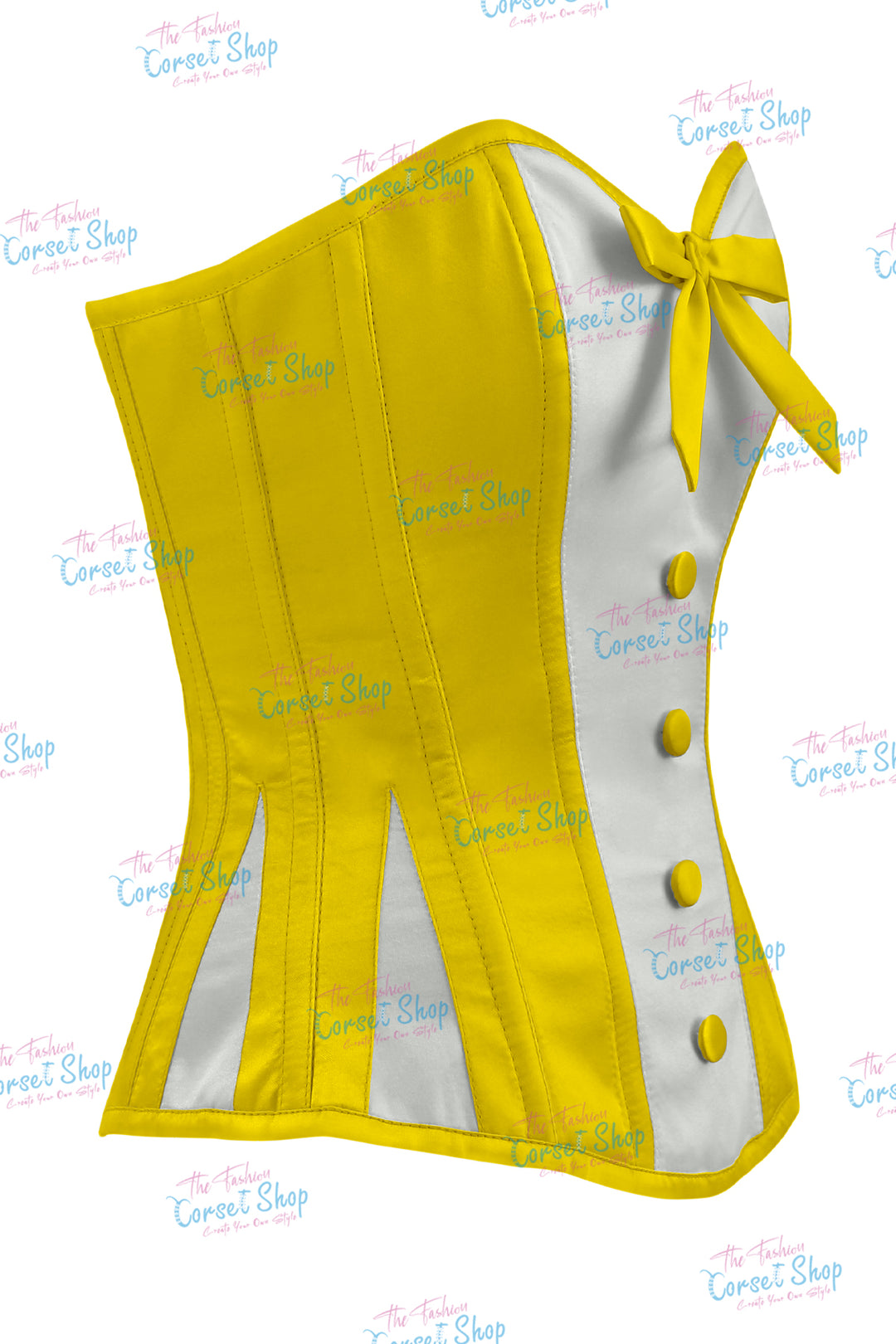 Elise Satin Steel Boned Overbust Corset With Bow