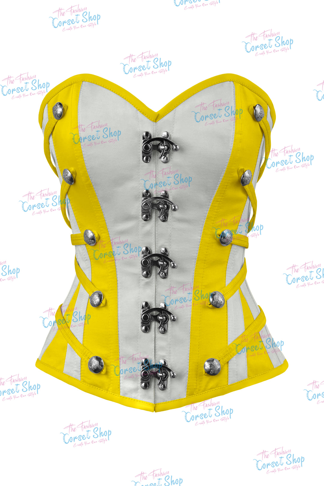 Maggie Satin Overbust Corset With Buckles