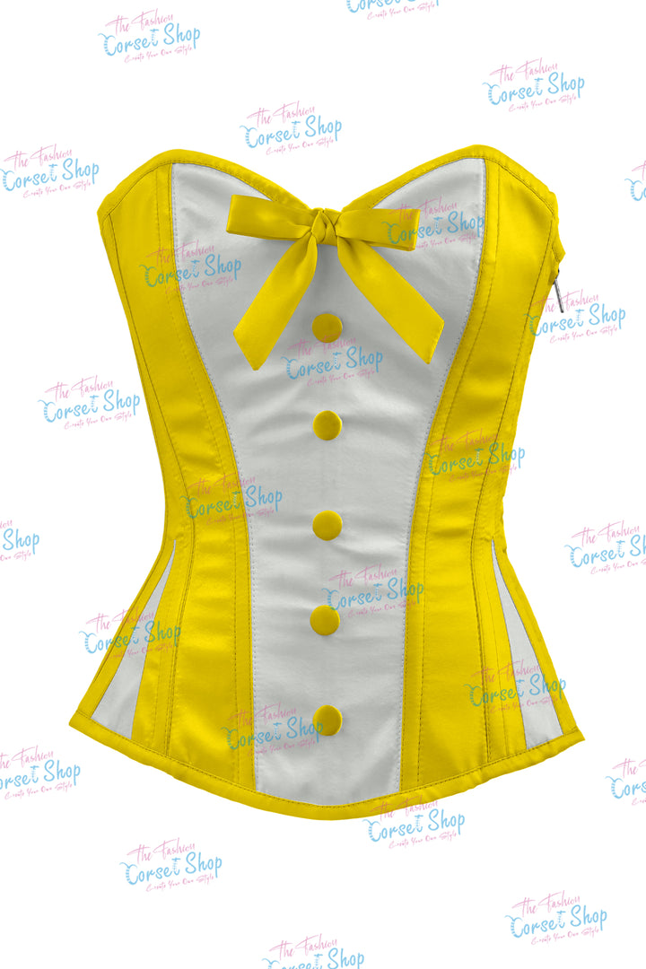 Elise Satin Steel Boned Overbust Corset With Bow