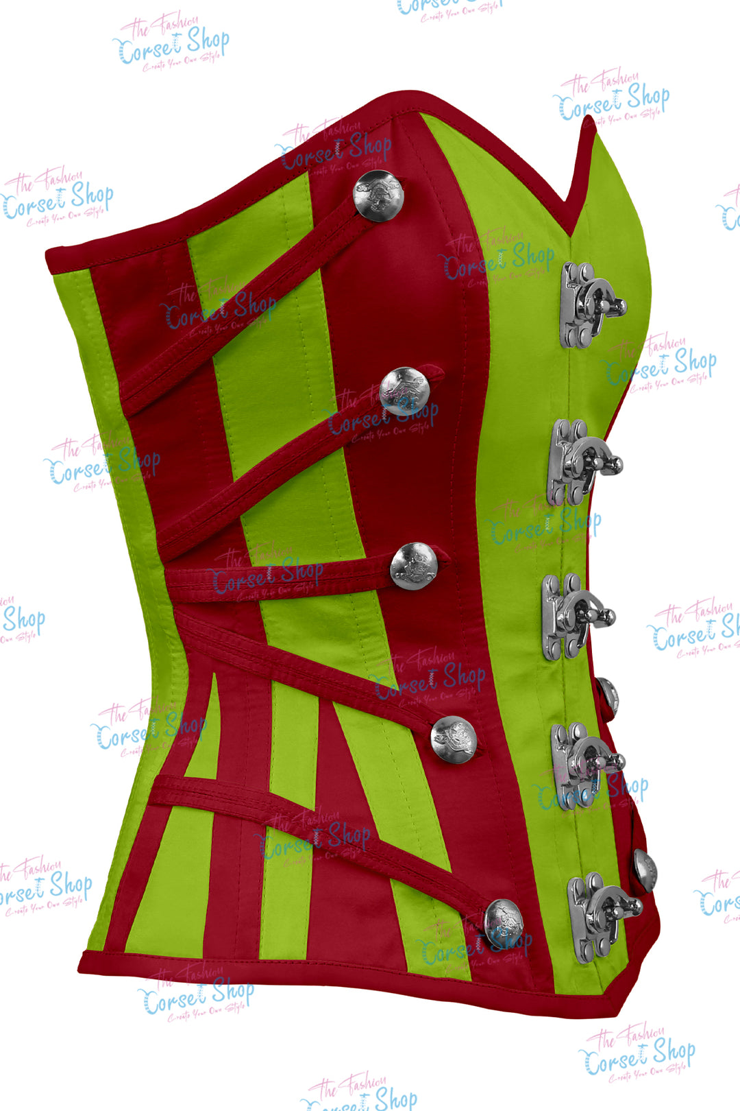 Maggie Satin Overbust Corset With Buckles