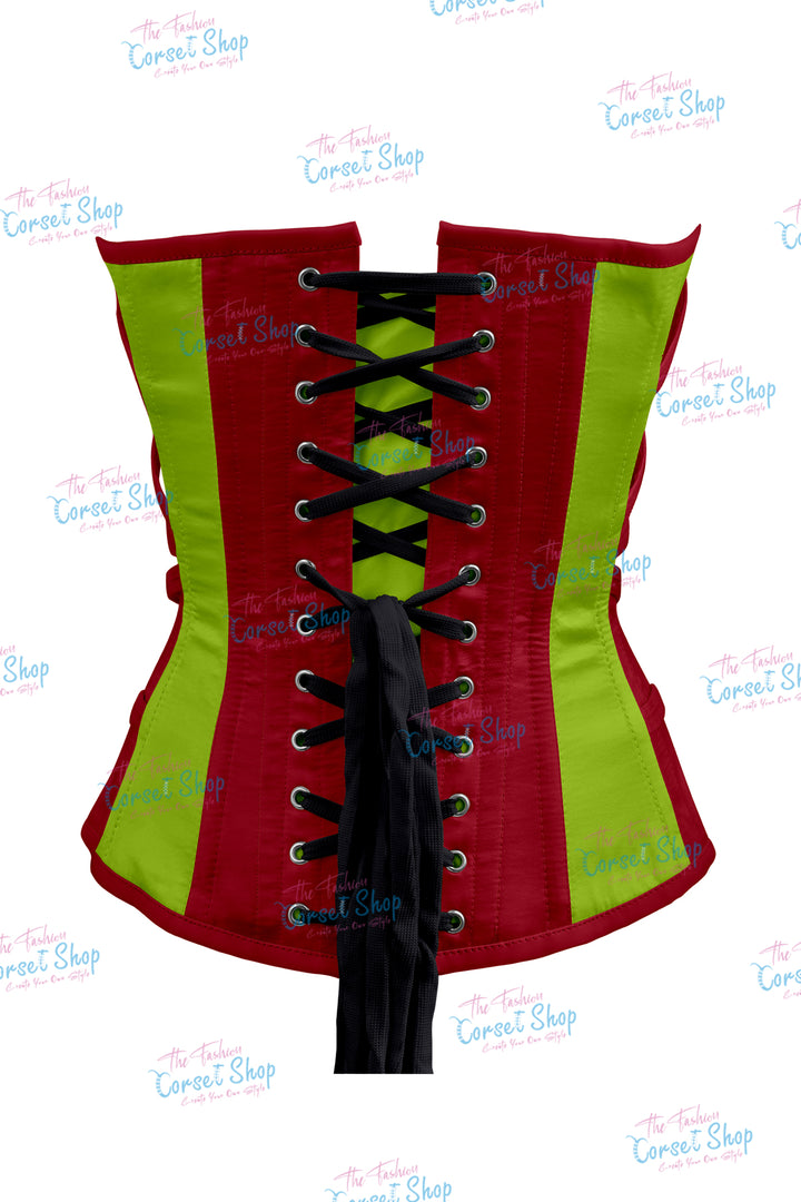 Maggie Satin Overbust Corset With Buckles