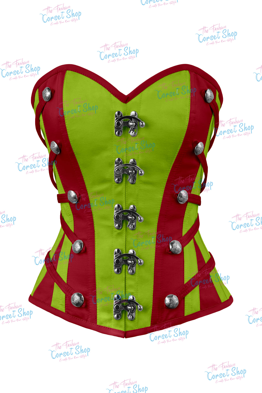 Maggie Satin Overbust Corset With Buckles