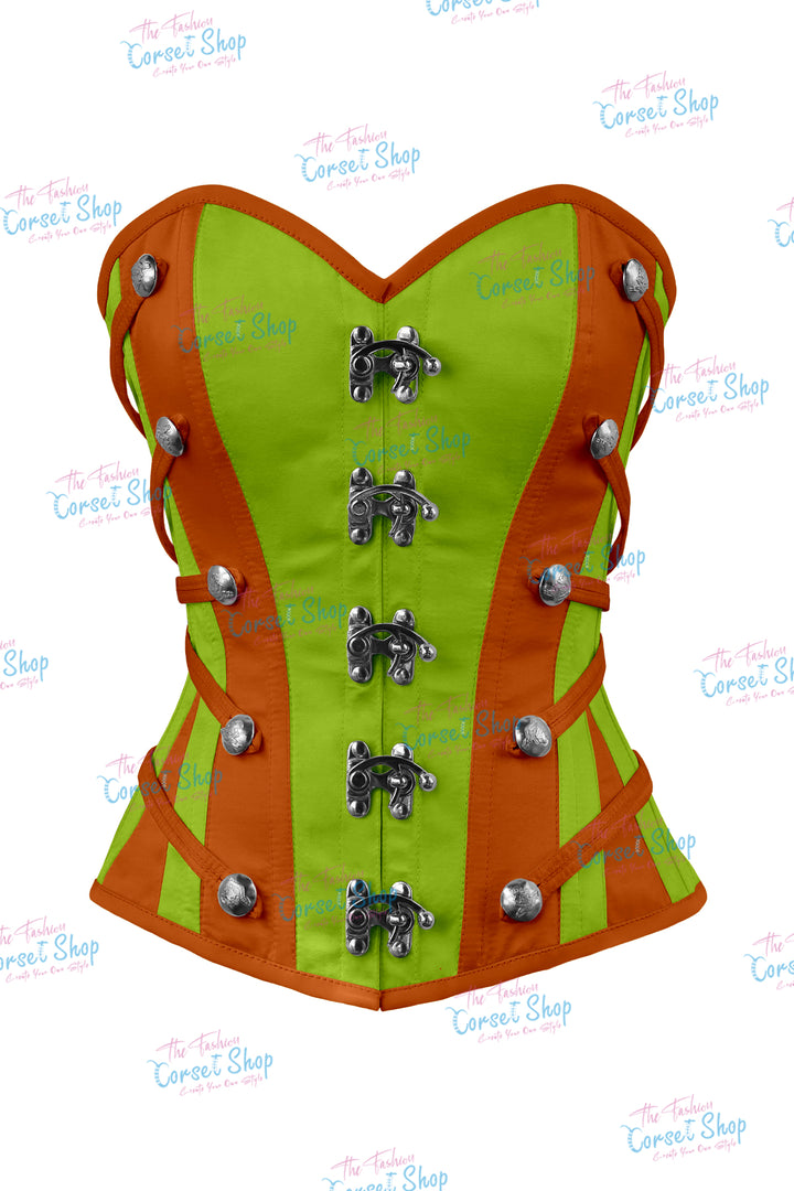 Maggie Satin Overbust Corset With Buckles