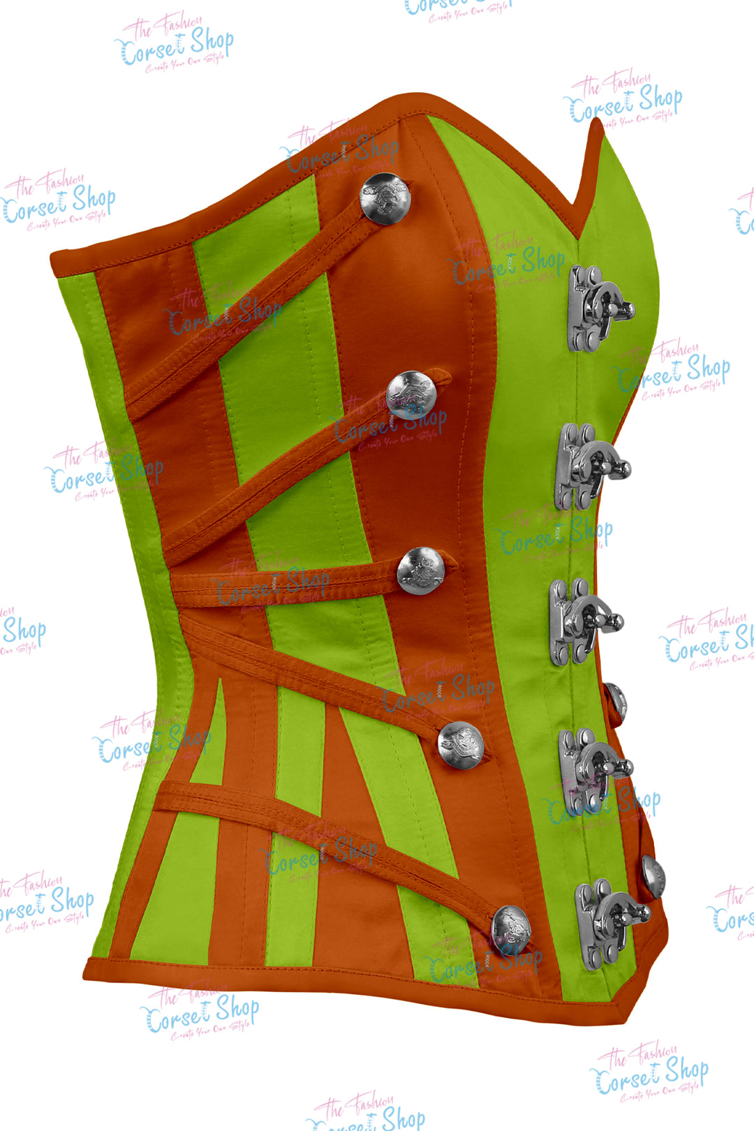 Maggie Satin Overbust Corset With Buckles