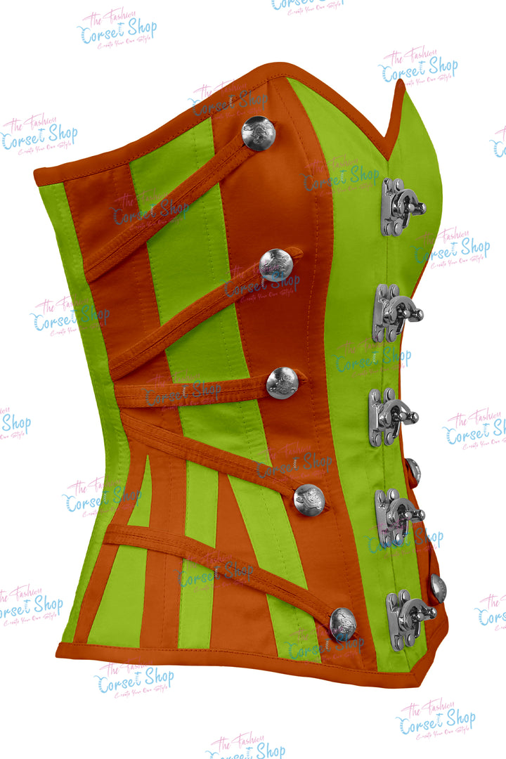 Maggie Satin Overbust Corset With Buckles