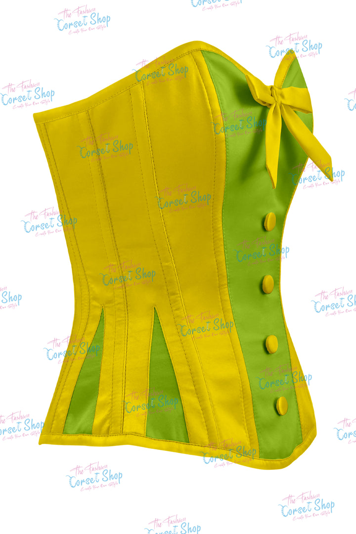 Elise Satin Steel Boned Overbust Corset With Bow