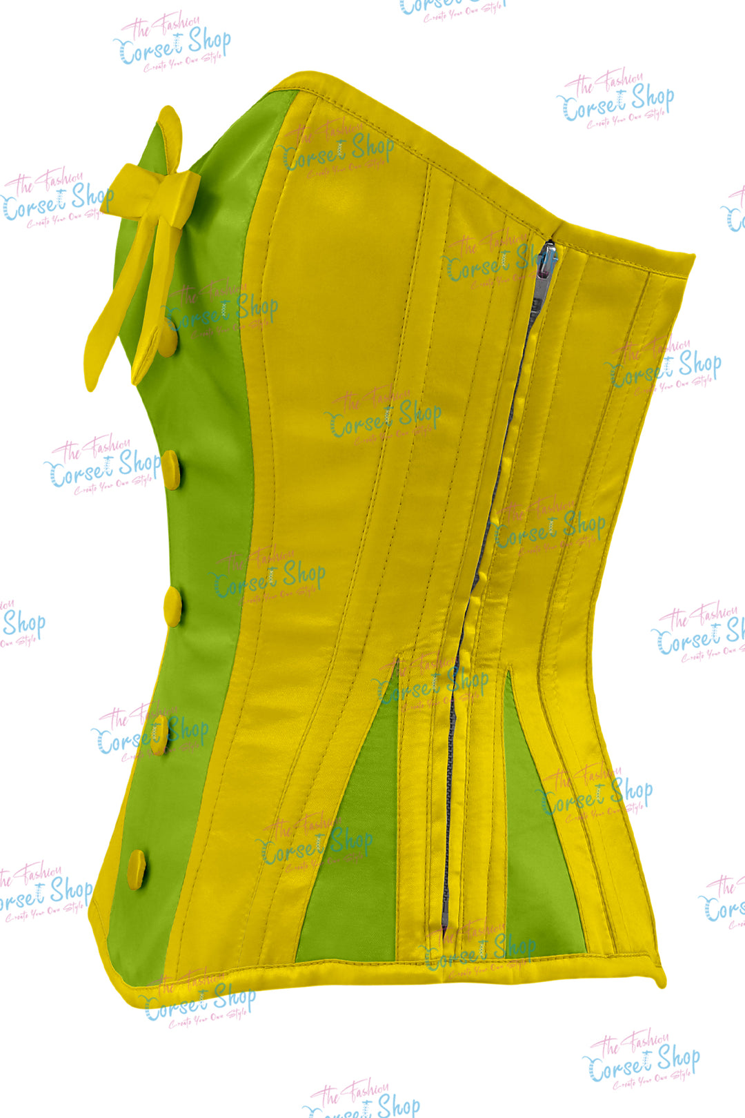 Elise Satin Steel Boned Overbust Corset With Bow