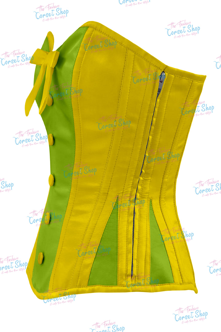 Elise Satin Steel Boned Overbust Corset With Bow