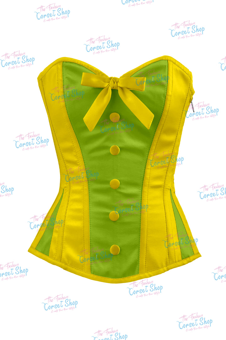 Elise Satin Steel Boned Overbust Corset With Bow