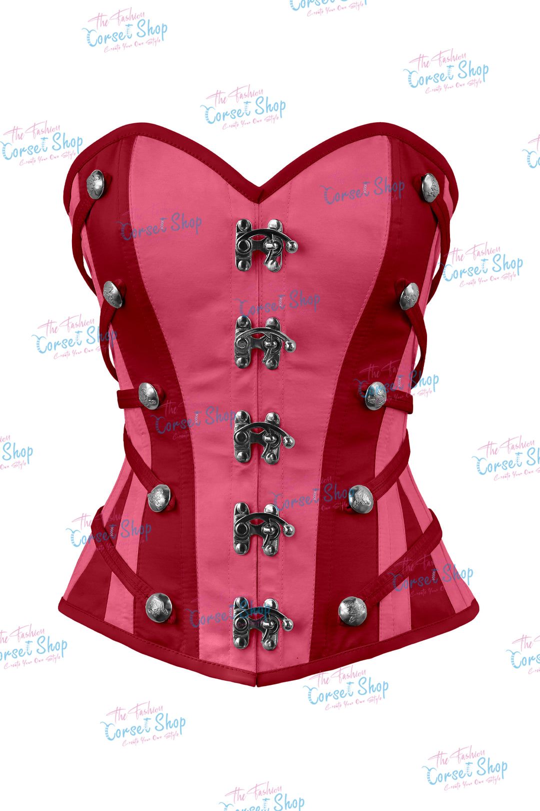 Maggie Satin Overbust Corset With Buckles