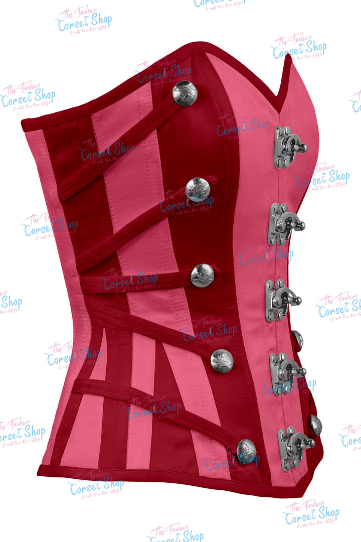 Maggie Satin Overbust Corset With Buckles