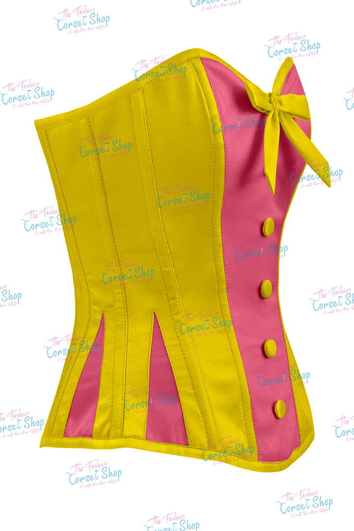 Elise Satin Steel Boned Overbust Corset With Bow