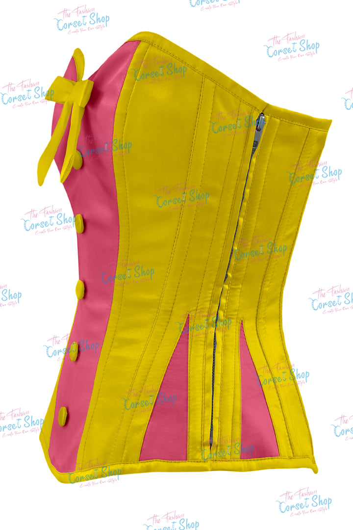 Elise Satin Steel Boned Overbust Corset With Bow