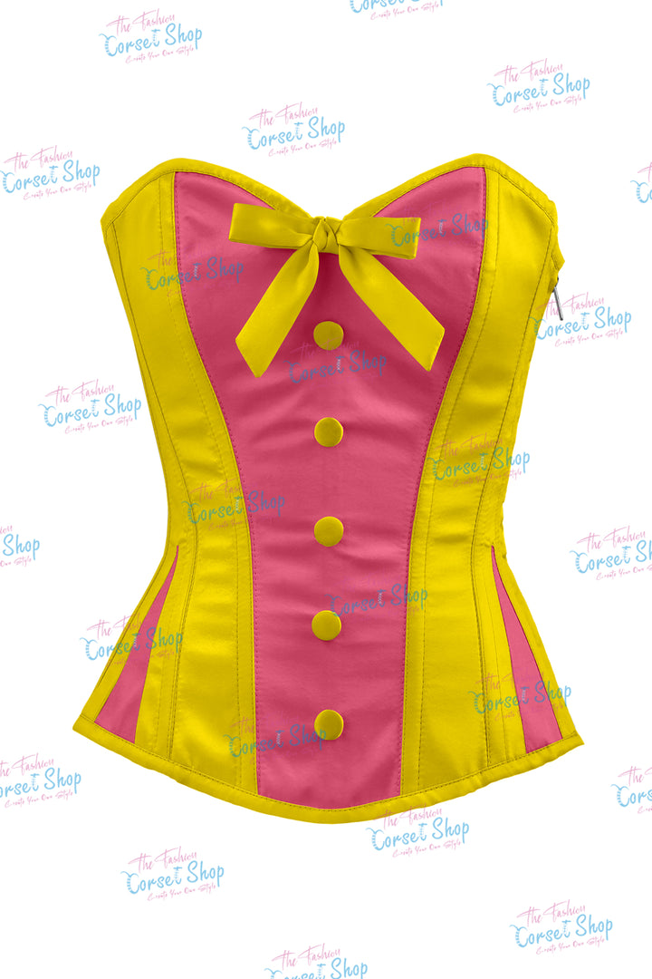 Elise Satin Steel Boned Overbust Corset With Bow