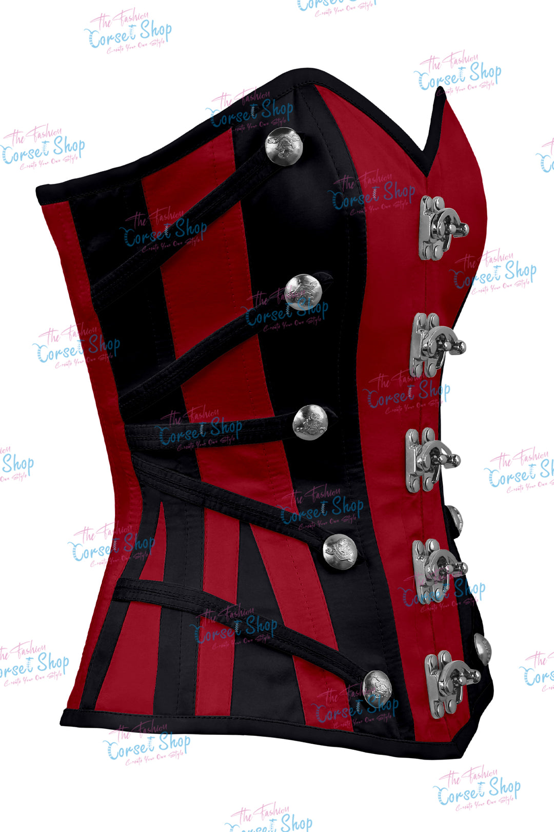 Maggie Satin Overbust Corset With Buckles