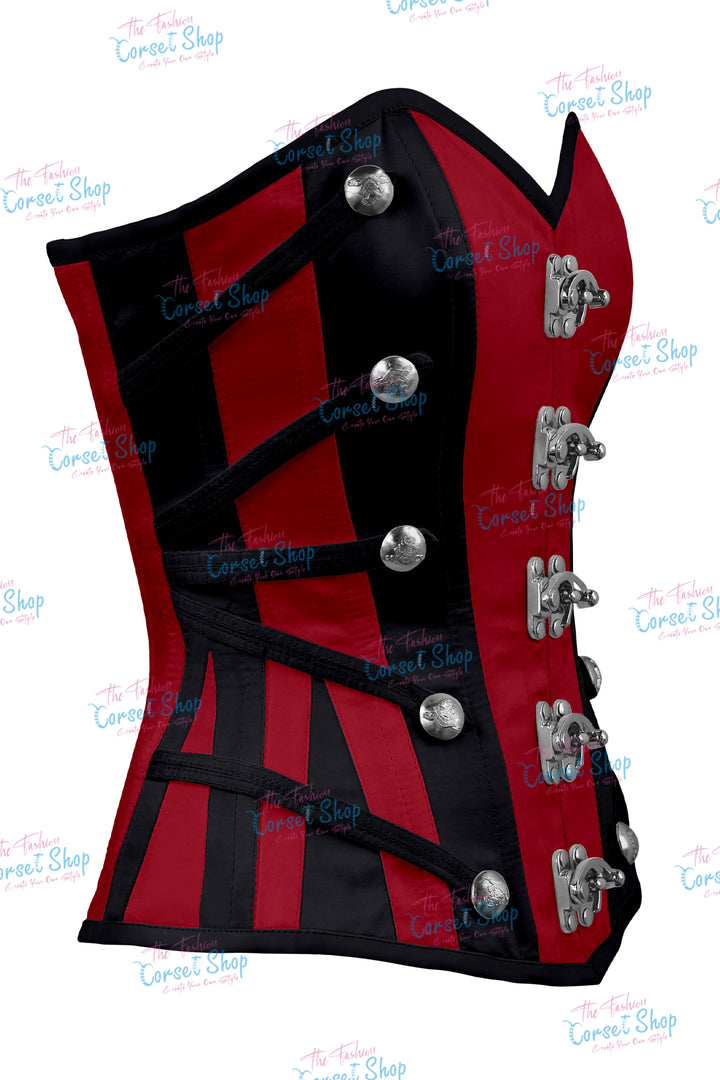 Maggie Satin Overbust Corset With Buckles