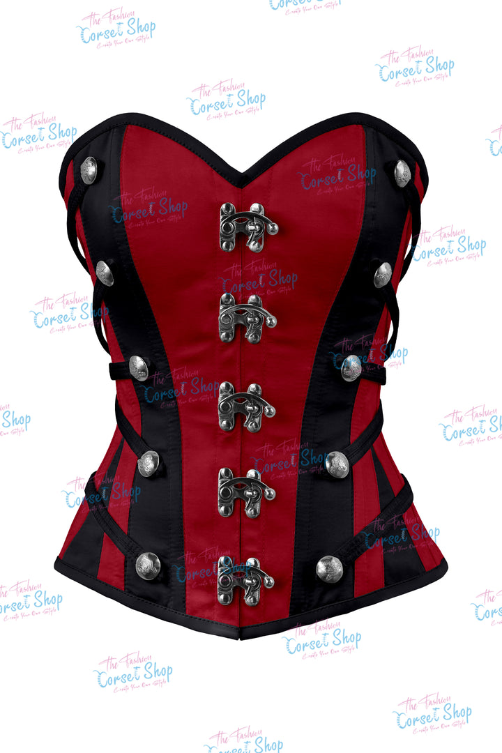 Maggie Satin Overbust Corset With Buckles