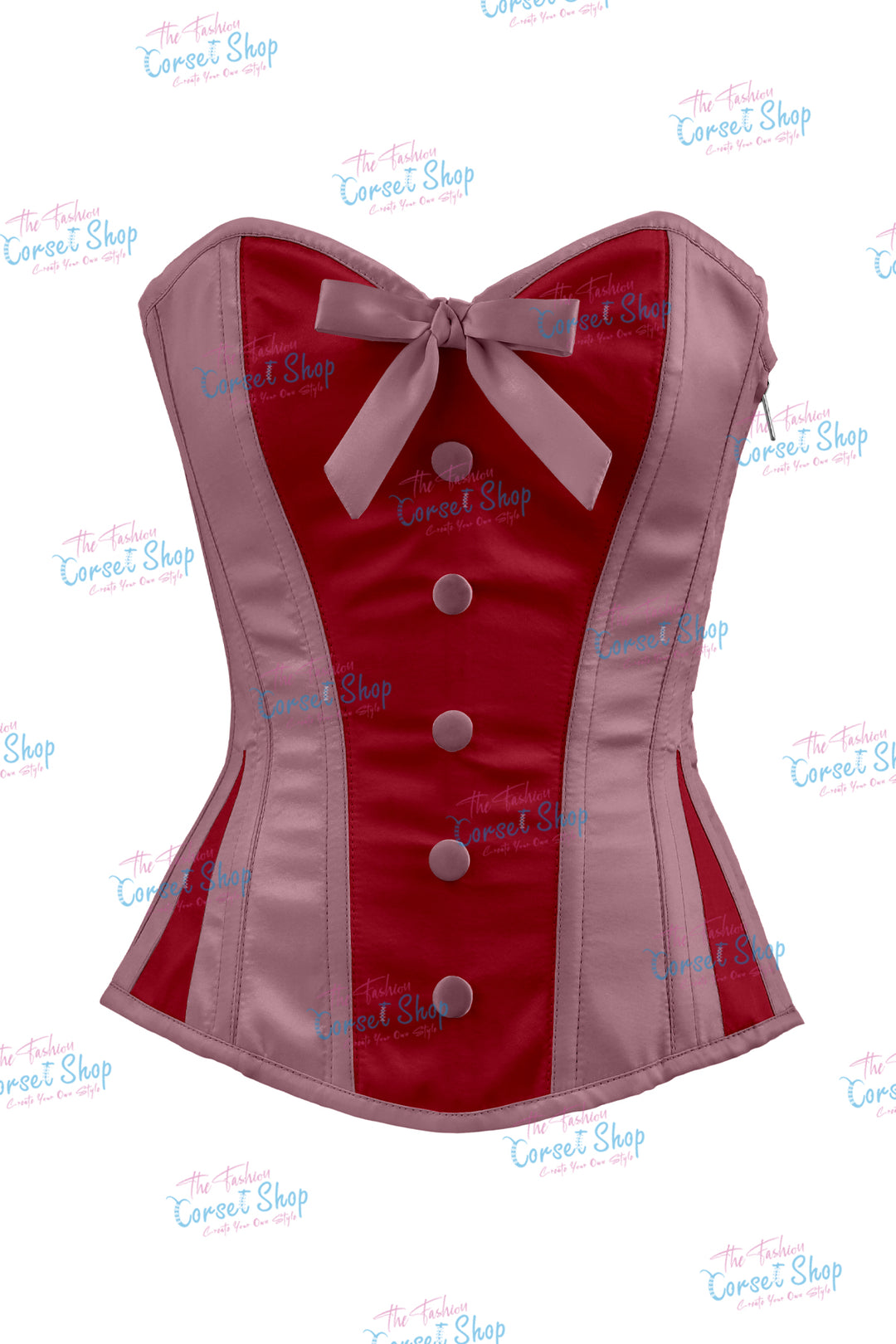 Sheryl Satin Steel Boned Overbust Corset With Bow