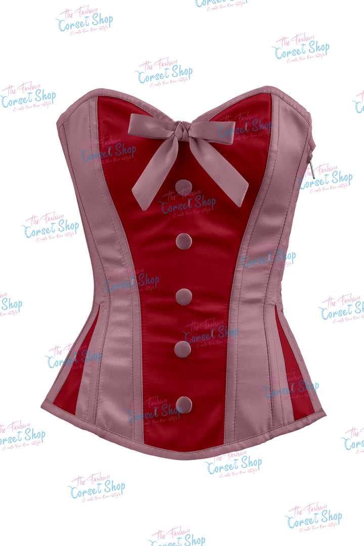 Sheryl Satin Steel Boned Overbust Corset With Bow