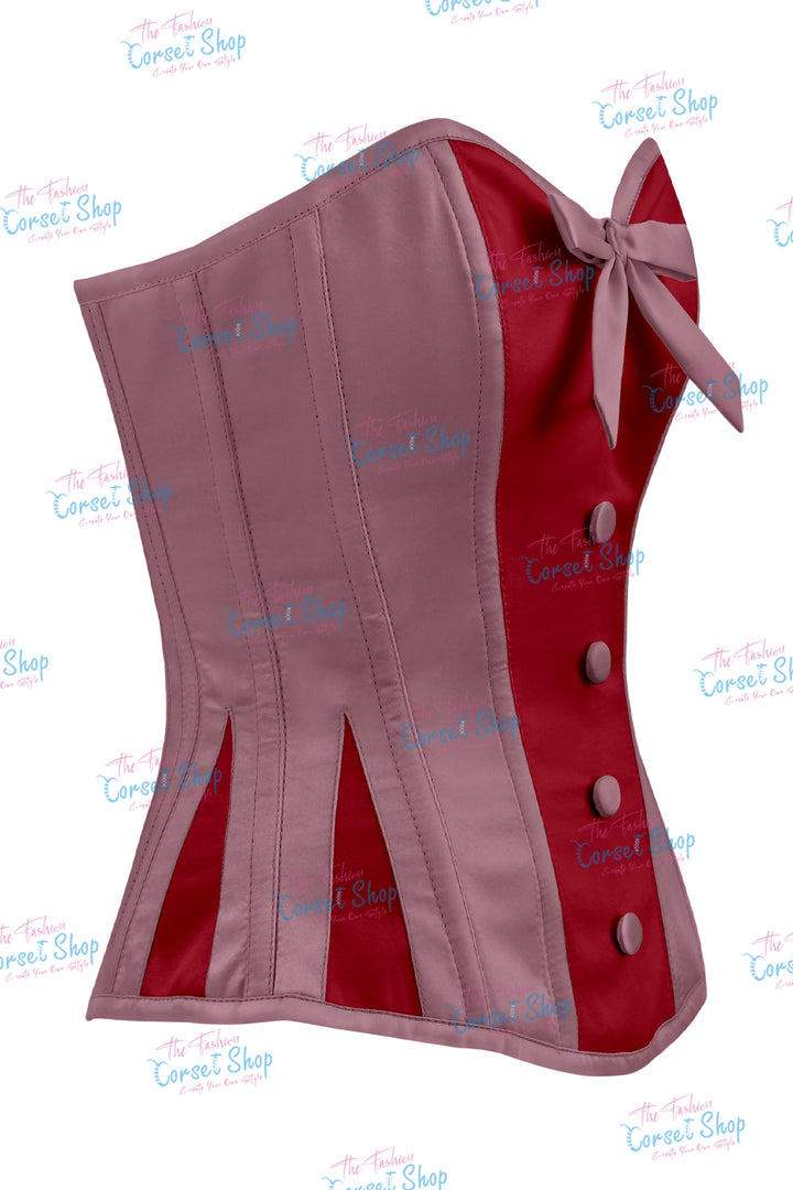 Sheryl Satin Steel Boned Overbust Corset With Bow