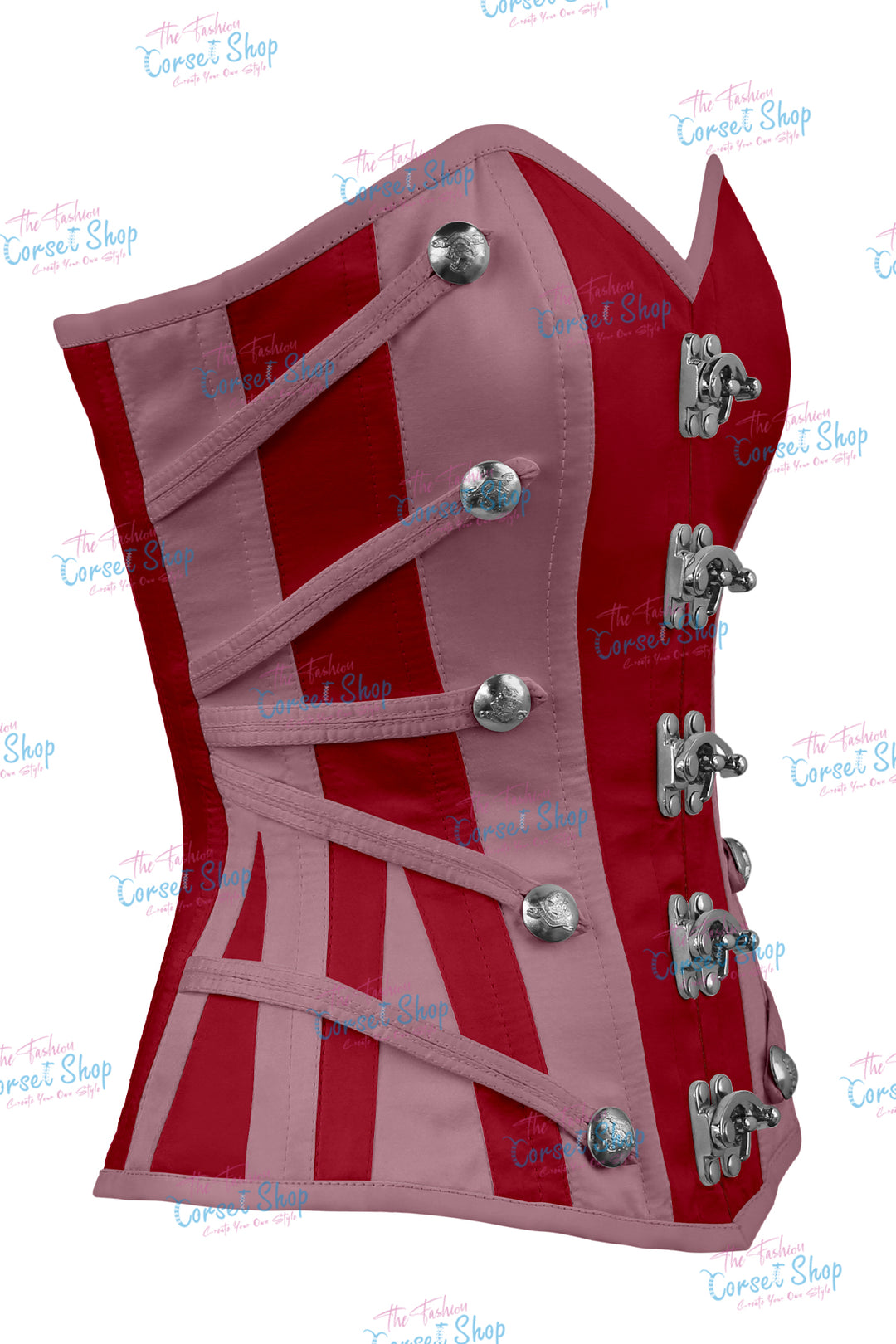 Maggie Satin Overbust Corset With Buckles