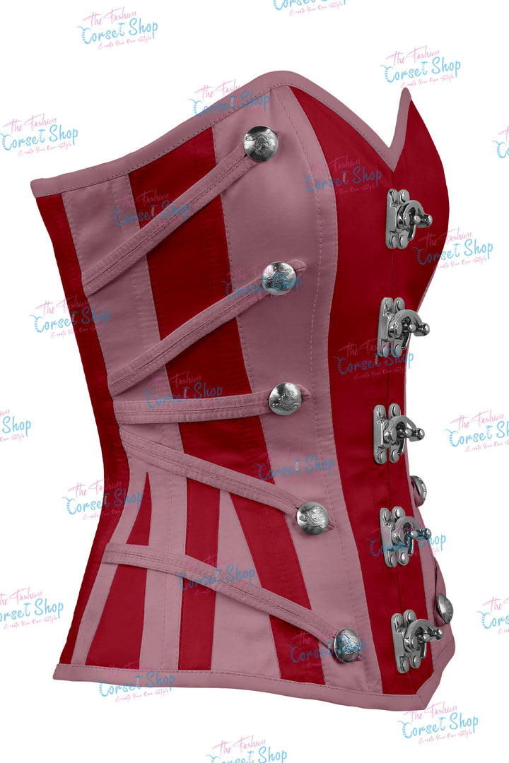 Maggie Satin Overbust Corset With Buckles