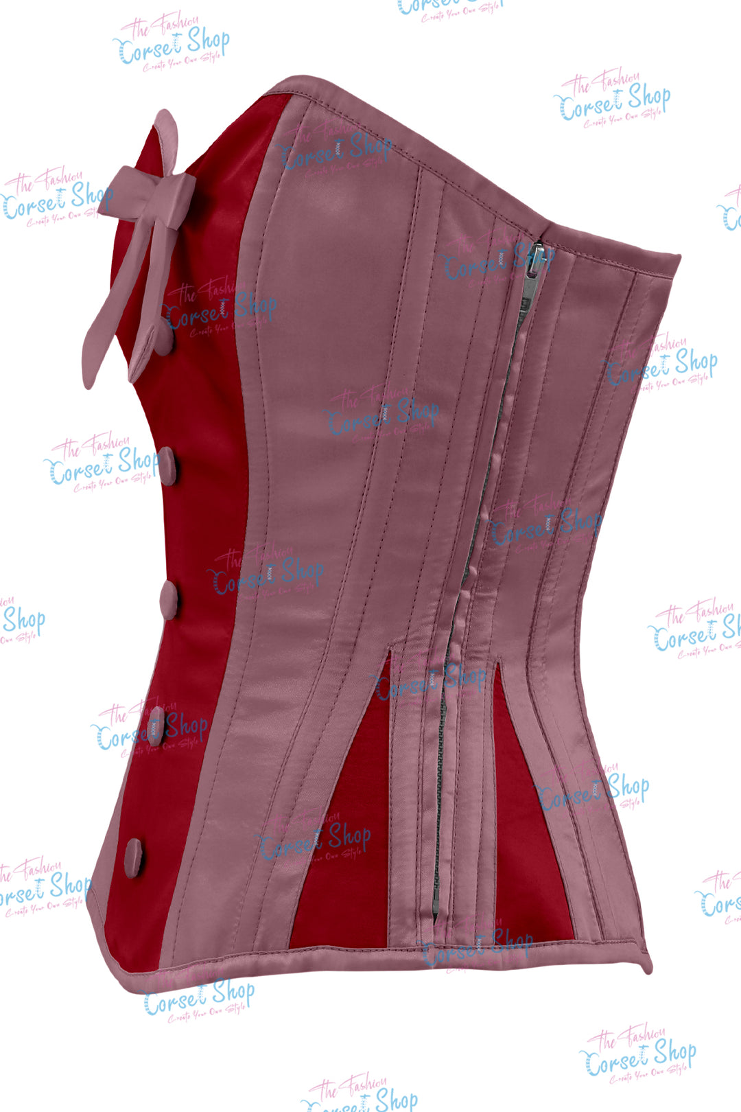 Sheryl Satin Steel Boned Overbust Corset With Bow