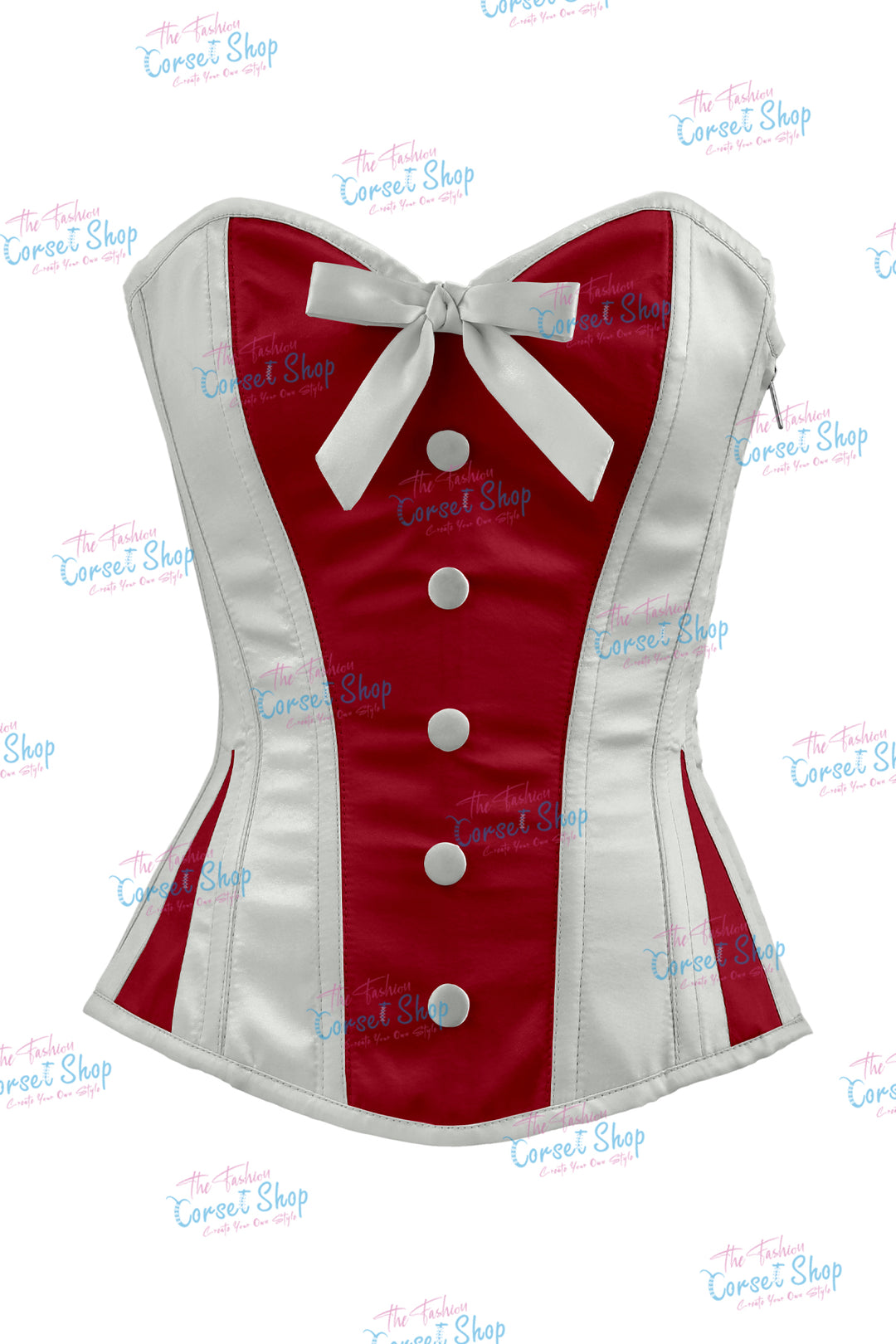 Sheryl Satin Steel Boned Overbust Corset With Bow