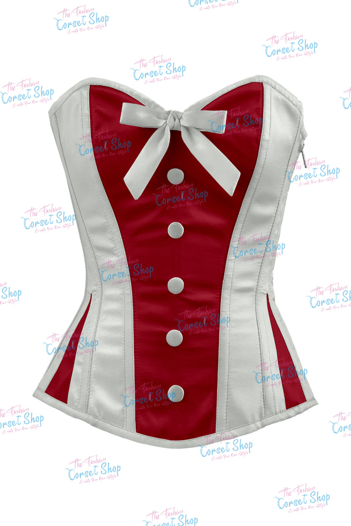 Sheryl Satin Steel Boned Overbust Corset With Bow