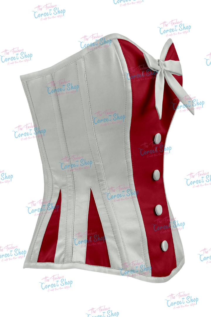 Sheryl Satin Steel Boned Overbust Corset With Bow