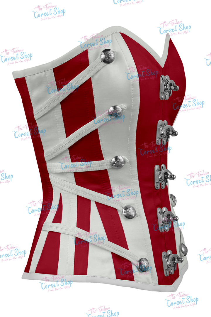 Maggie Satin Overbust Corset With Buckles