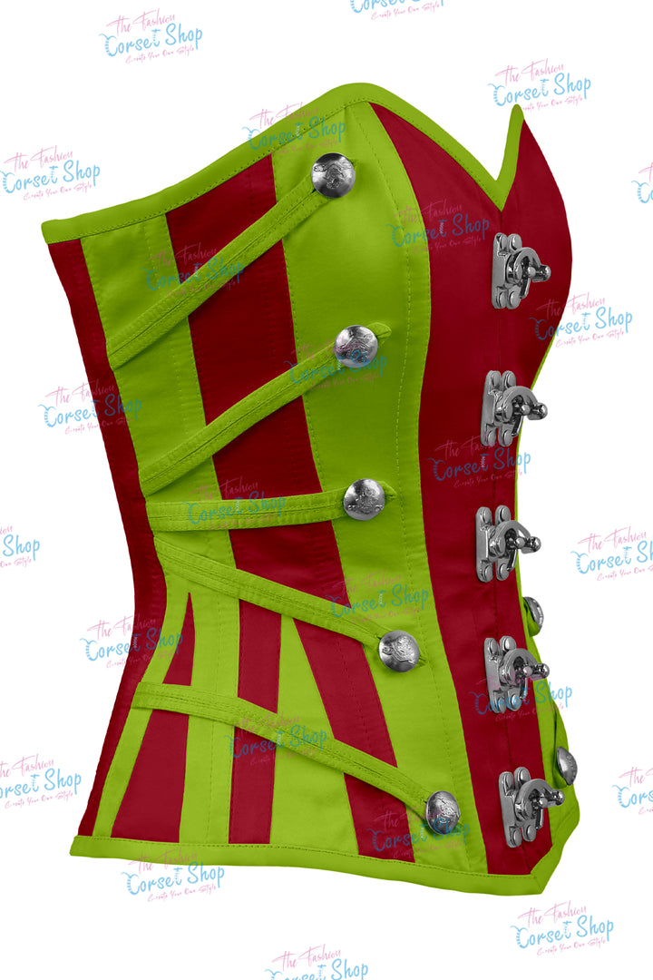 Maggie Satin Overbust Corset With Buckles