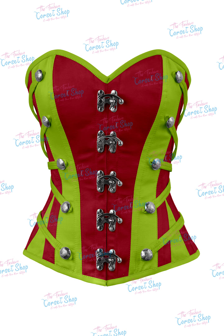 Maggie Satin Overbust Corset With Buckles