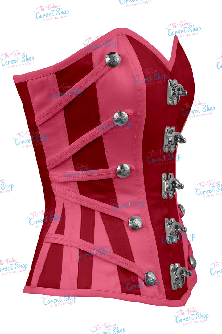 Maggie Satin Overbust Corset With Buckles