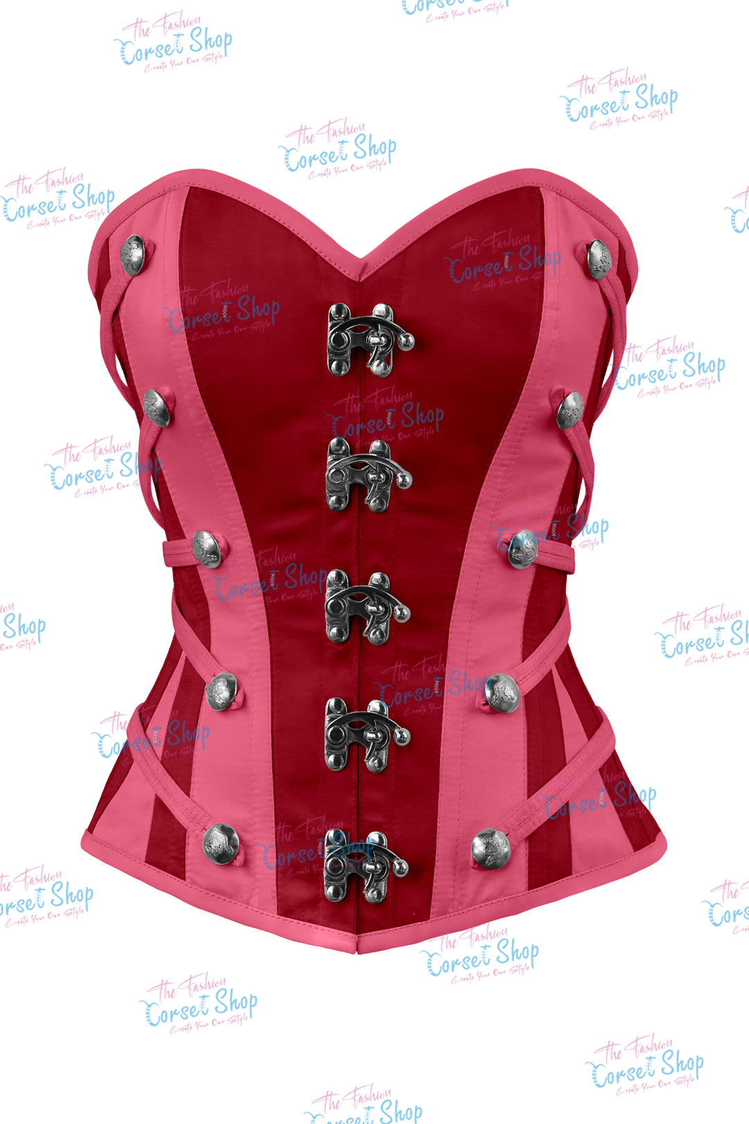 Maggie Satin Overbust Corset With Buckles