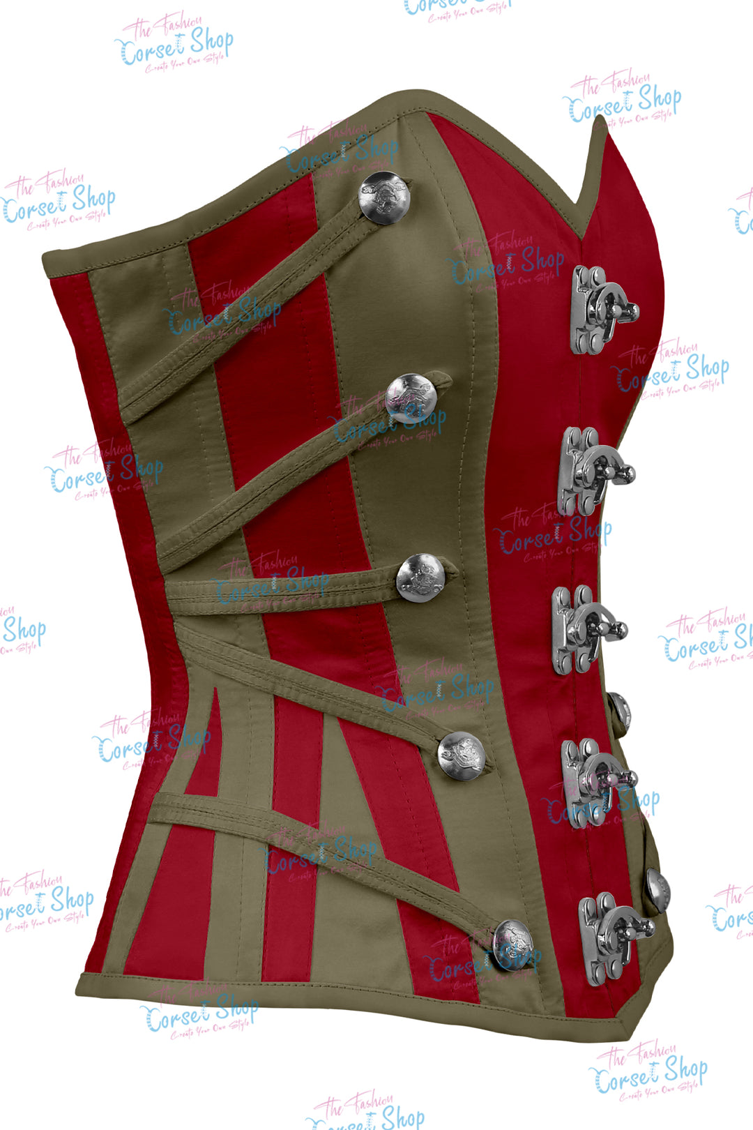 Maggie Satin Overbust Corset With Buckles