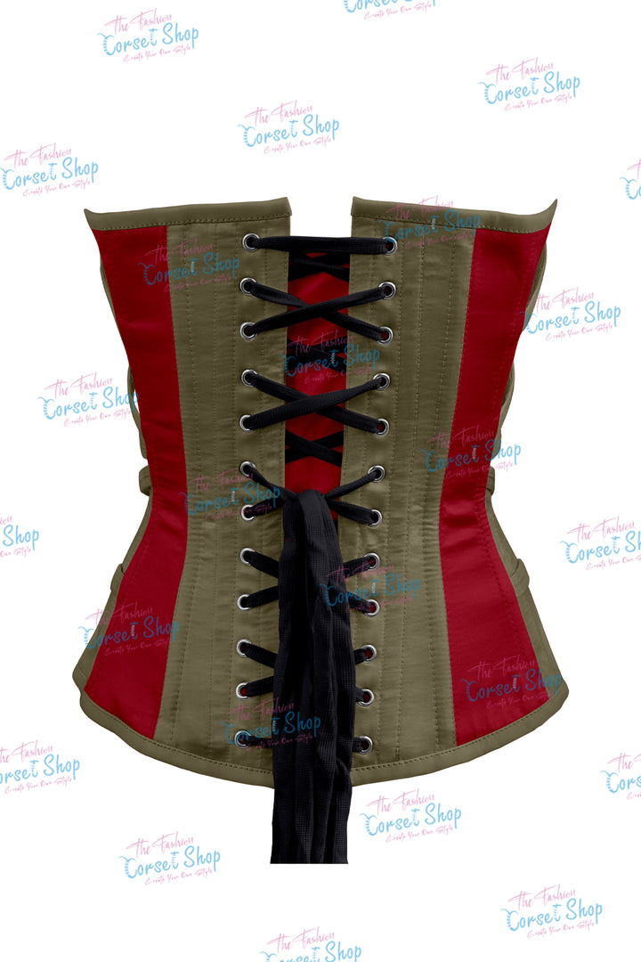 Maggie Satin Overbust Corset With Buckles