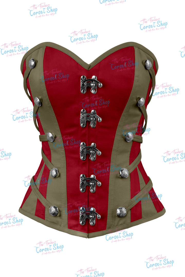 Maggie Satin Overbust Corset With Buckles