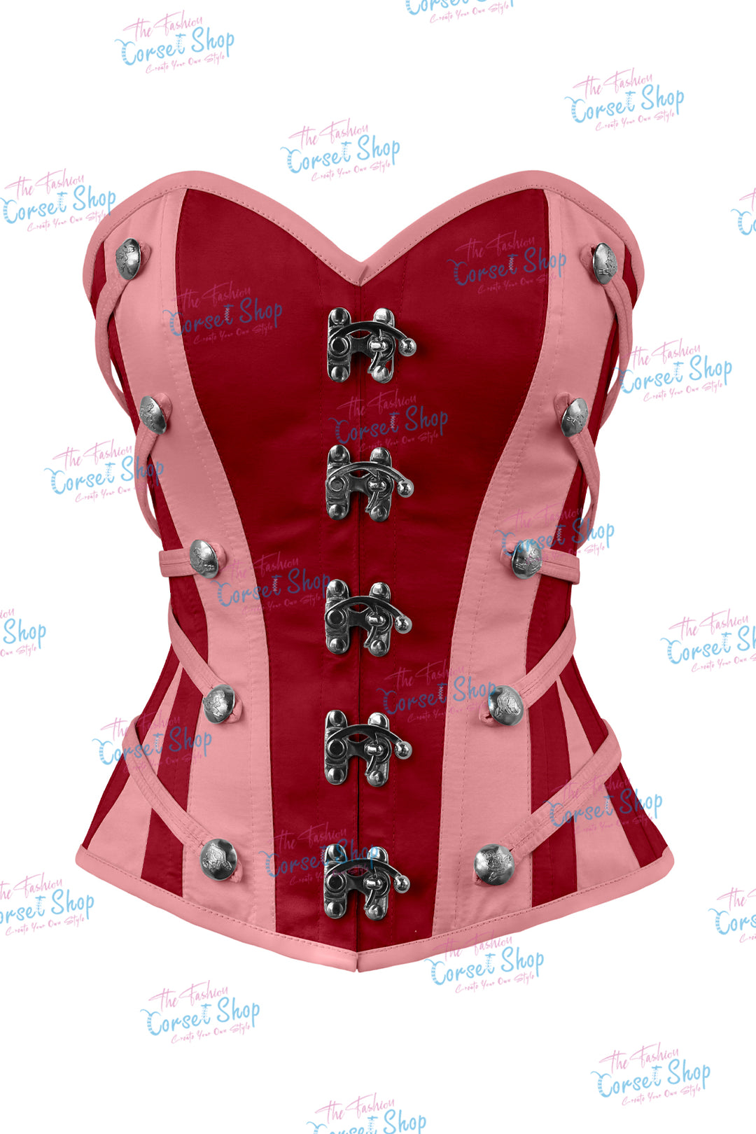 Maggie Satin Overbust Corset With Buckles