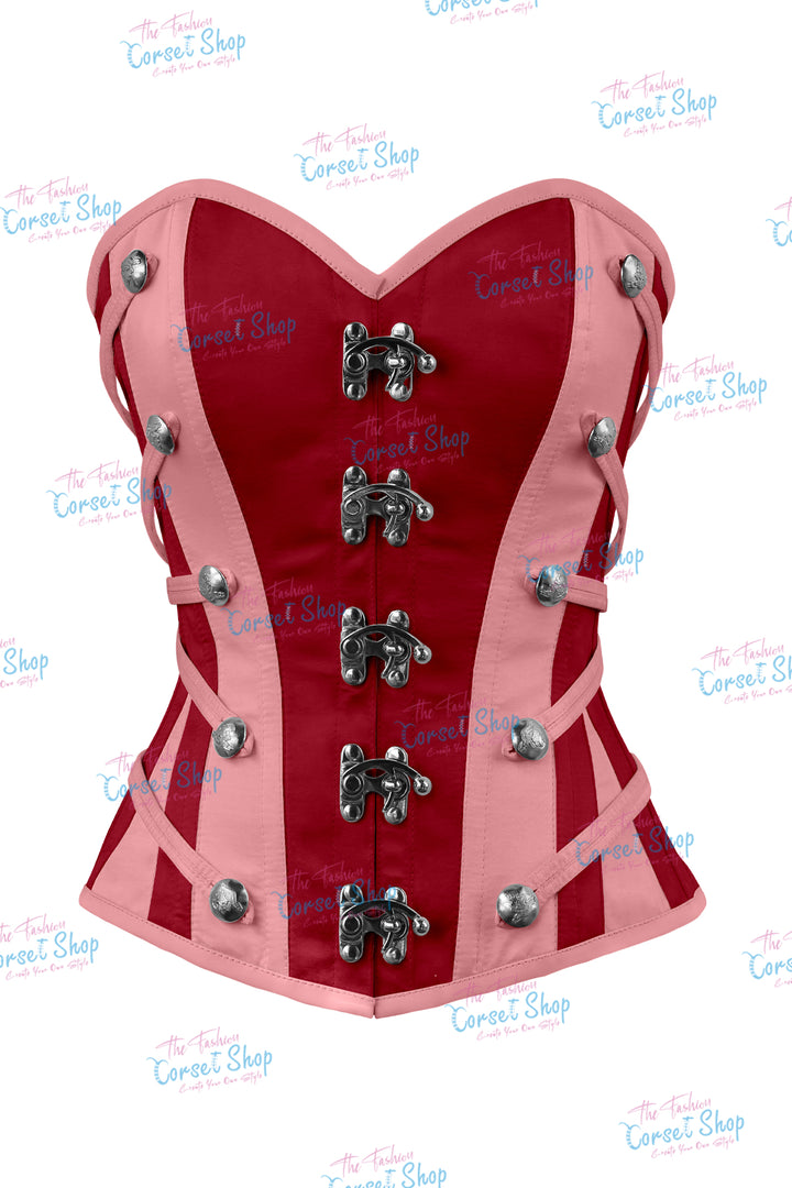 Maggie Satin Overbust Corset With Buckles