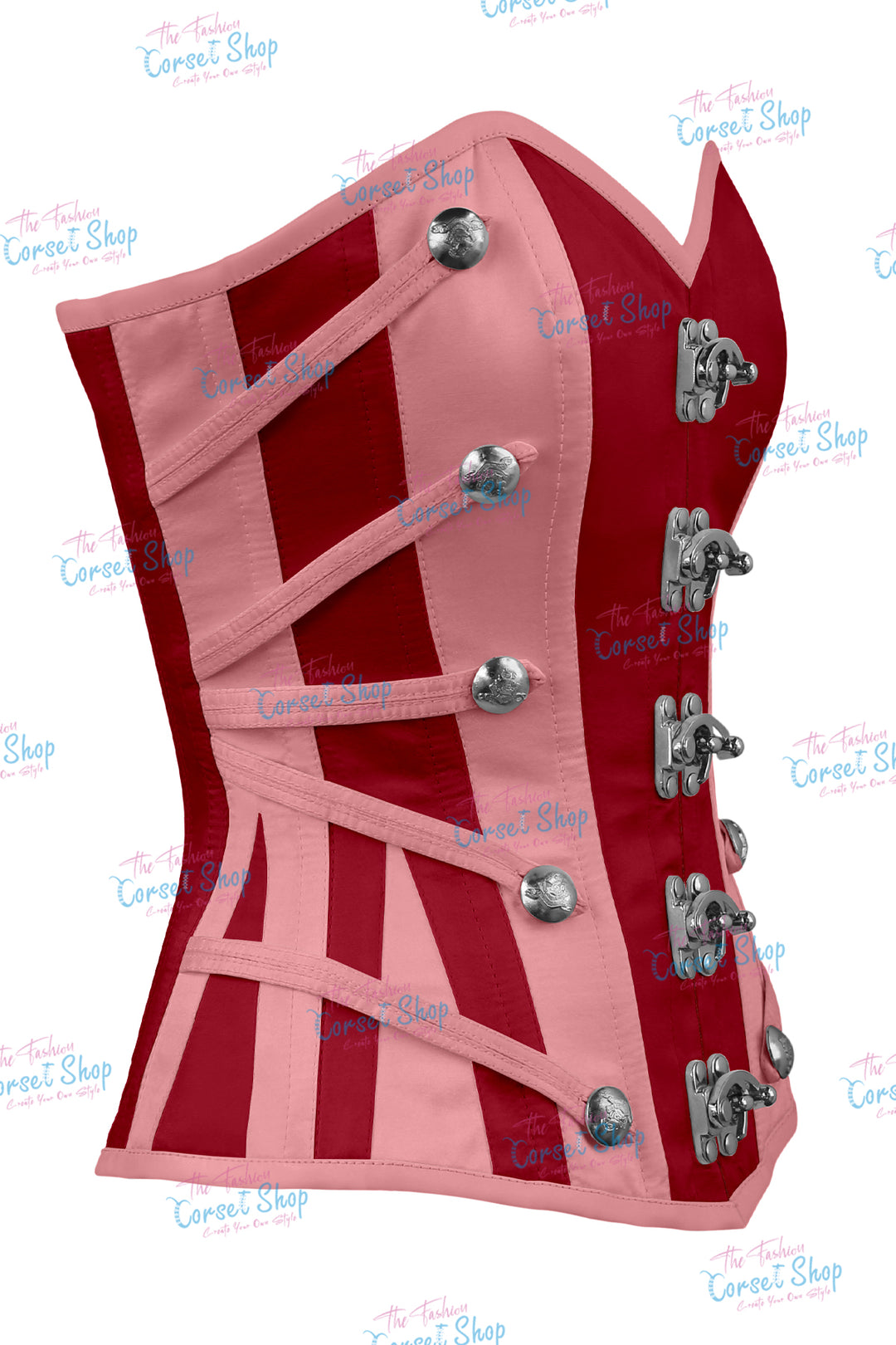 Maggie Satin Overbust Corset With Buckles