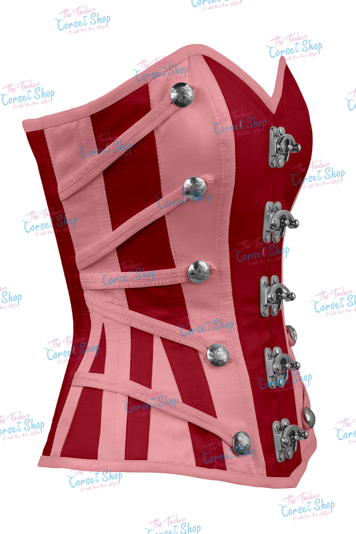 Maggie Satin Overbust Corset With Buckles