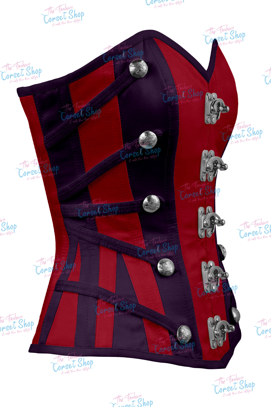 Maggie Satin Overbust Corset With Buckles