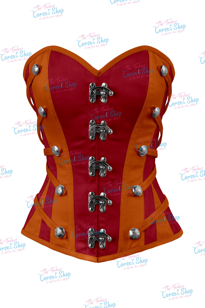 Maggie Satin Overbust Corset With Buckles
