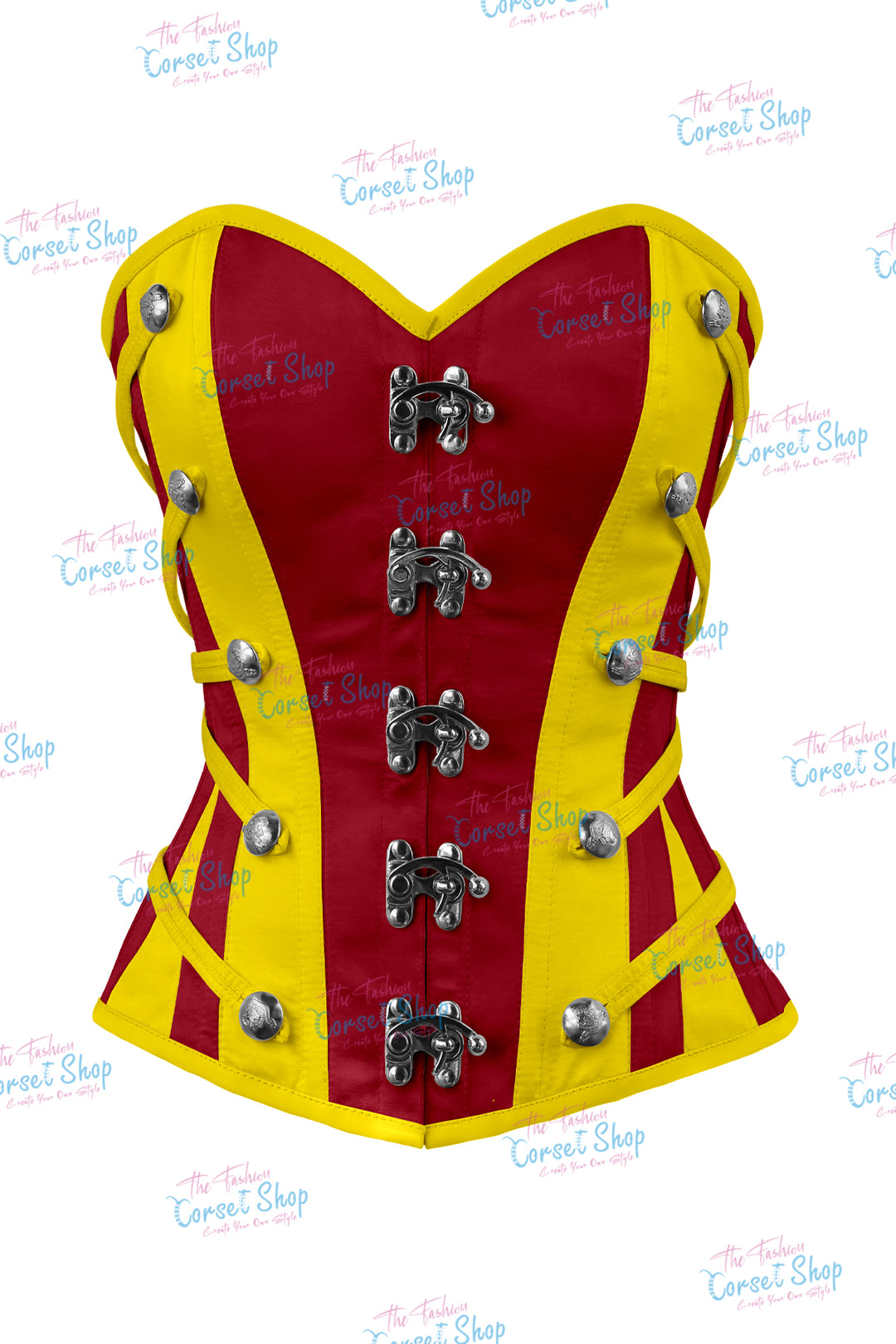 Maggie Satin Overbust Corset With Buckles