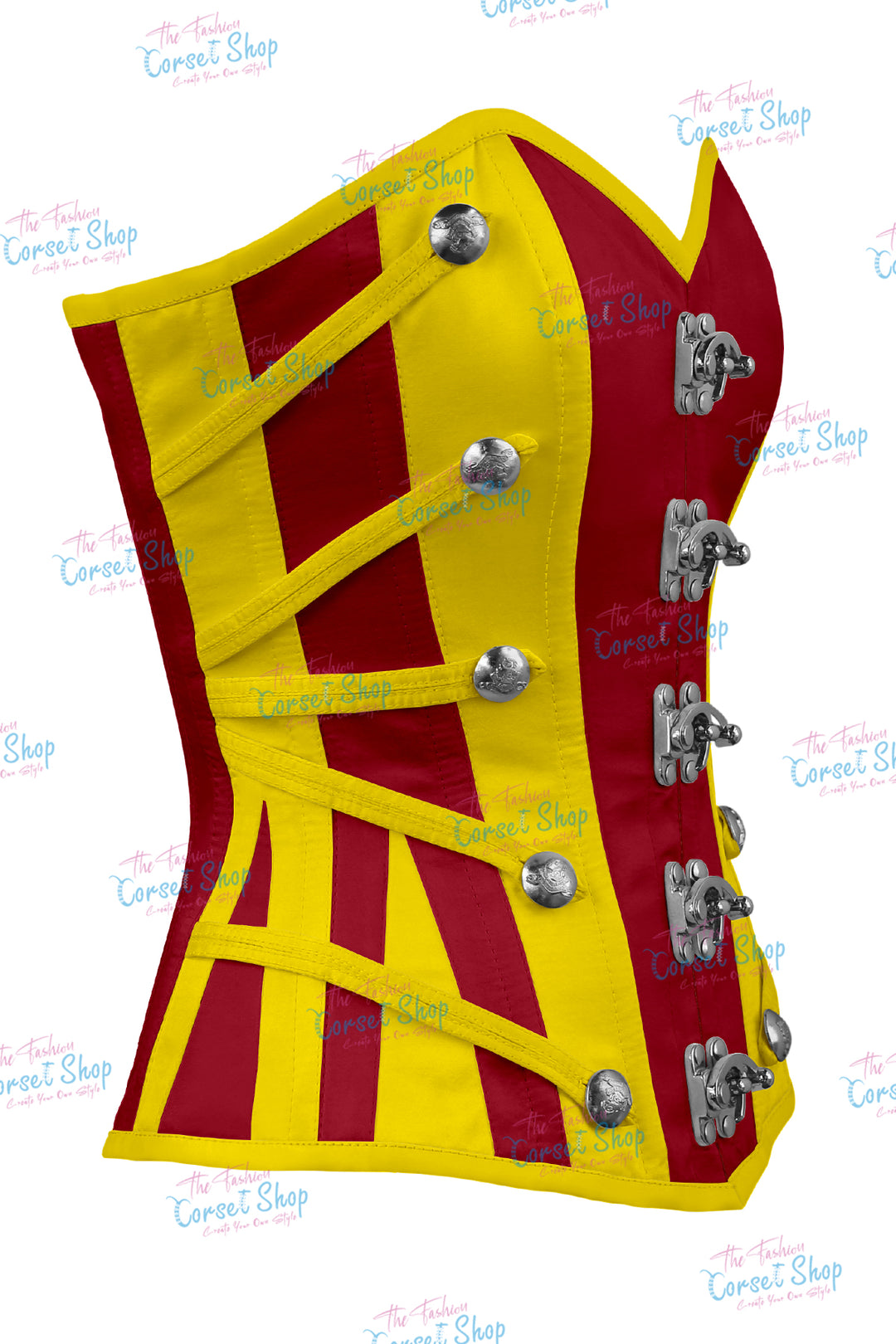 Maggie Satin Overbust Corset With Buckles