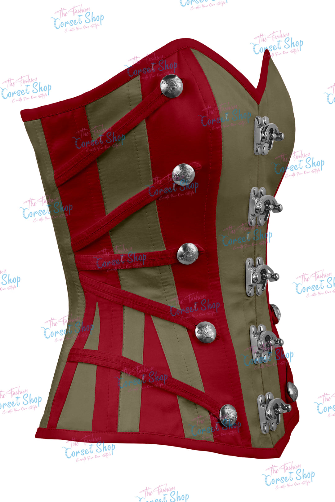 Maggie Satin Overbust Corset With Buckles