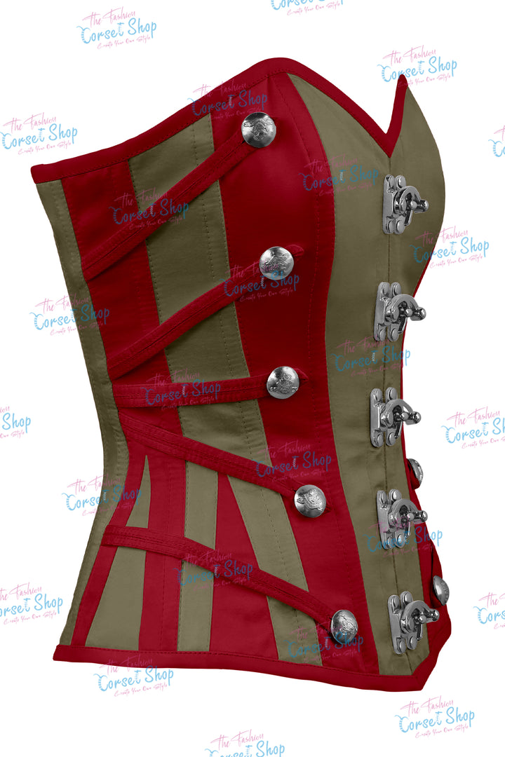 Maggie Satin Overbust Corset With Buckles