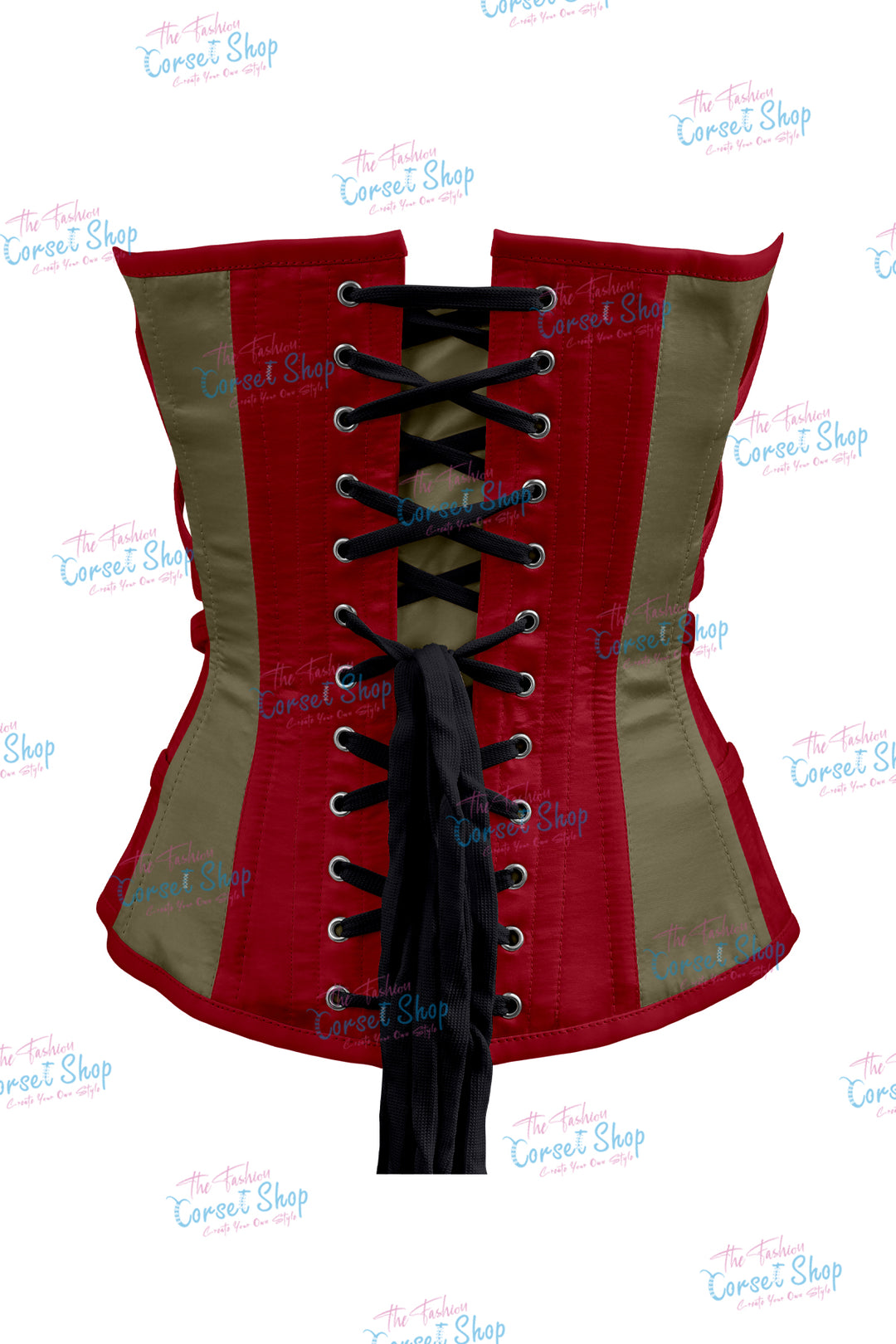 Maggie Satin Overbust Corset With Buckles