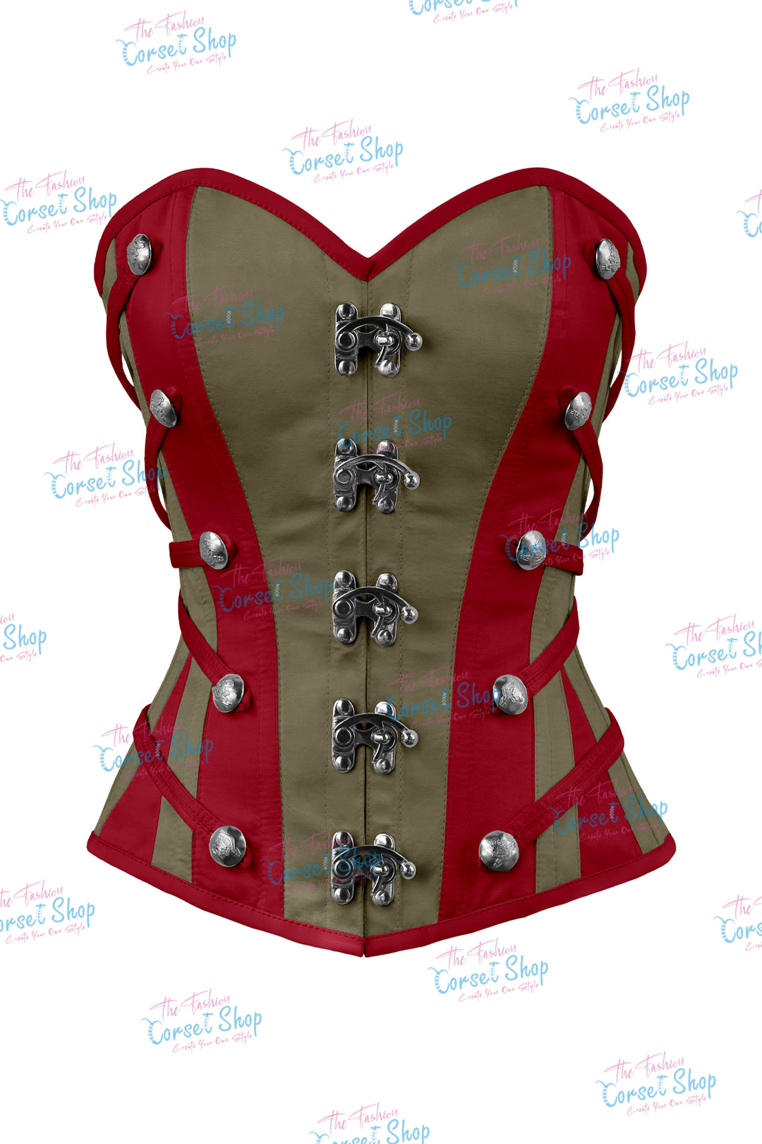 Maggie Satin Overbust Corset With Buckles
